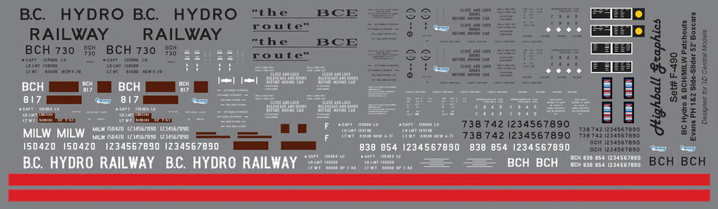 F-490 - BC Hydro Side Slider Decals